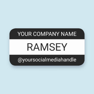 Black & White Nametag Safety Pin Professional Name Tag