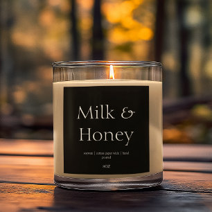 Black White Natural Wax Candle Packaging Square Sticker