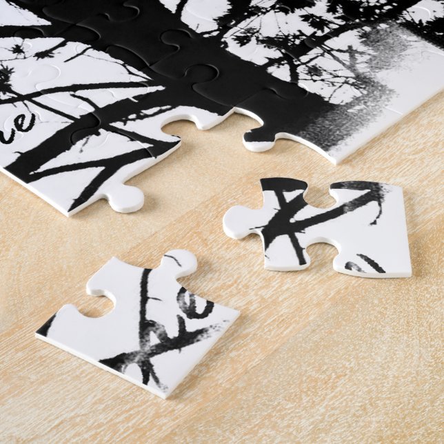 Black & White Nevermore Raven Silhouette Jigsaw Puzzle (Side)