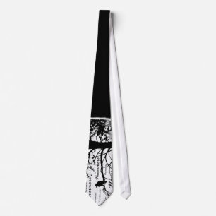 Black & White Nevermore Raven Silhouette Tie