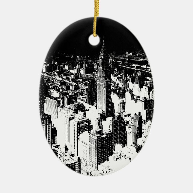 Black & White New York Ceramic Ornament (Front)