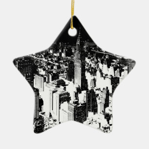Black & White New York Ceramic Tree Decoration
