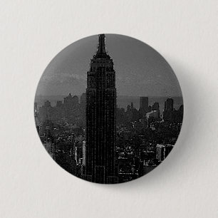 Black White New York City 6 Cm Round Badge
