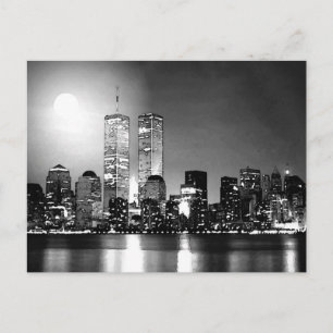 Black & White New York City at Night Postcard