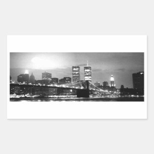 Black & White New York City at Night Rectangle Sti Rectangular Sticker