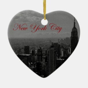 Black White New York City Ceramic Ornament