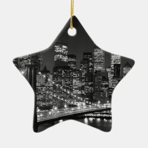 Black & White New York City Ceramic Ornament