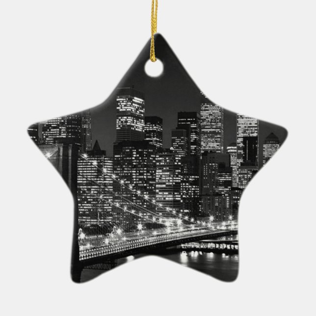 Black & White New York City Ceramic Ornament (Front)