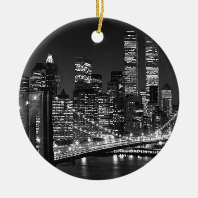 Black & White New York City Ceramic Ornament (Front)
