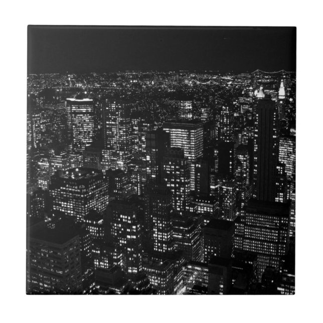 Black & White New York City Ceramic Tile (Front)