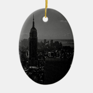 Black White New York City Ceramic Tree Decoration