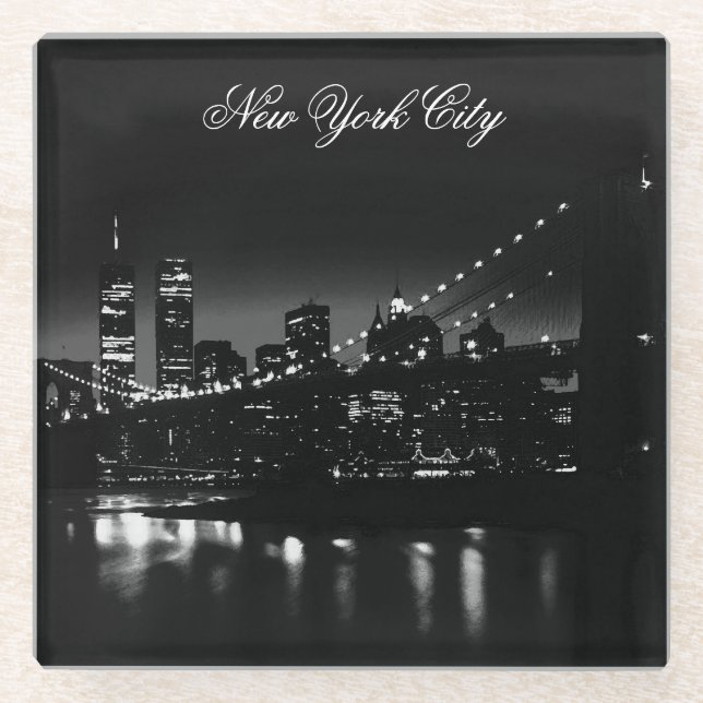 Black & White New York City Glass Coaster (Front)