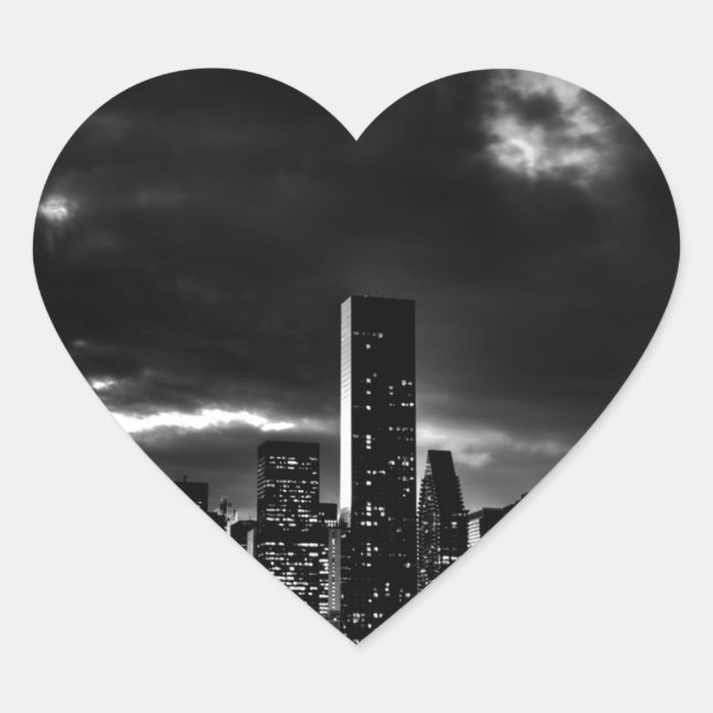 Black & White New York City Heart Sticker (Front)