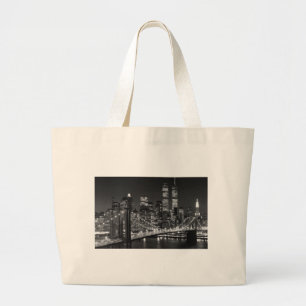 Black & White New York City Large Tote Bag