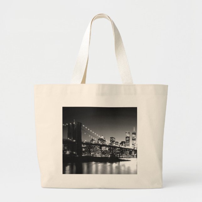 Black & White New York City Large Tote Bag (Front)