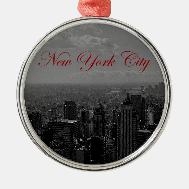 Black White New York City Metal Ornament (Front)