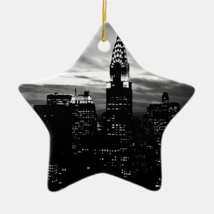Black & White New York City Midtown Ceramic Ornament