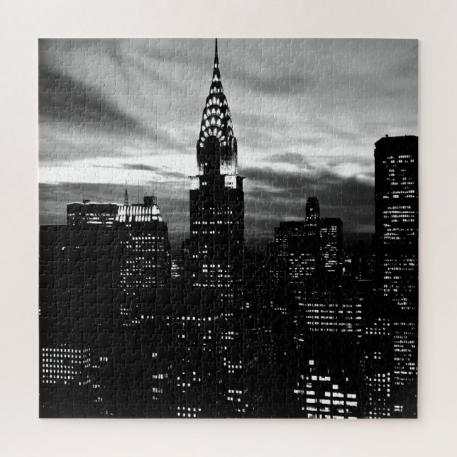 Black & White New York City Midtown Jigsaw Puzzle (Vertical)