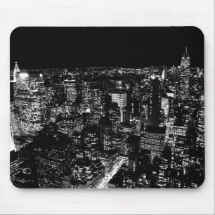 Black & White New York City Night Mouse Pad