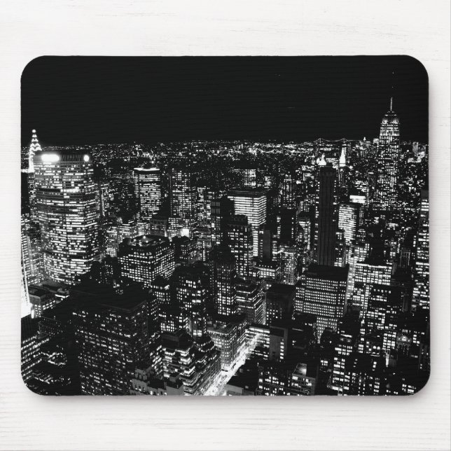 Black & White New York City Night Mouse Pad (Front)