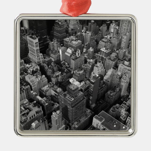 Black & White New York City Night Skyline Metal Ornament (Front)