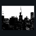 Black & White New York City Pop Art Poster<br><div class="desc">New York City Midtown Old Style Image - Vintage New York Artworks</div>