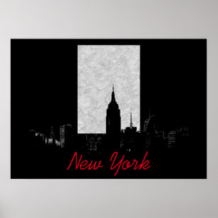 Black White New York City Poster