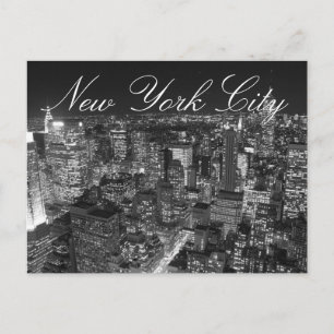 Black & White New York City Script Postcard