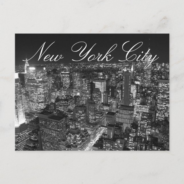 Black & White New York City Script Postcard (Front)
