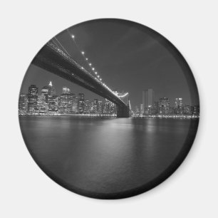 Black White New York City Skyline Magnet