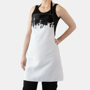 Black White New York City Skyline Pop Art Apron