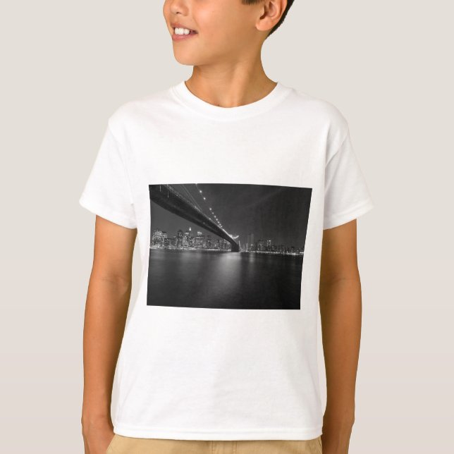 Black White New York City Skyline T-Shirt (Front)
