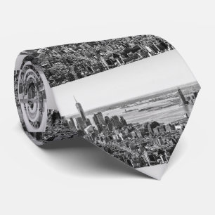 Black White New York City Skyline Tie