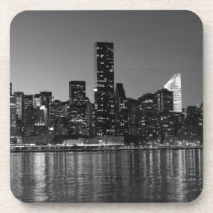 Black White New York City Skyscapers Silhouette Coaster