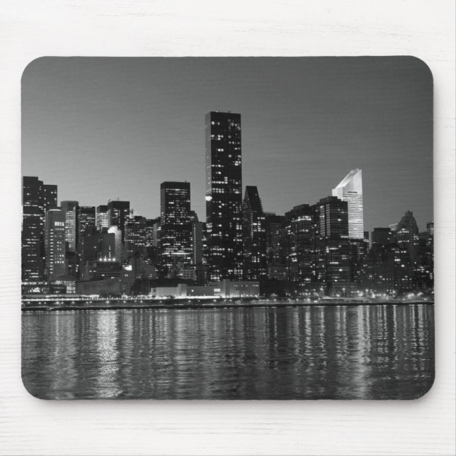 Black White New York City Skyscapers Silhouette Mouse Pad (Front)