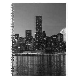 Black White New York City Skyscapers Silhouette Notebook