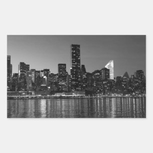 Black White New York City Skyscapers Silhouette Rectangular Sticker