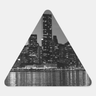 Black White New York City Skyscapers Silhouette Triangle Sticker