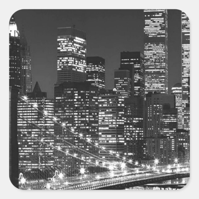 Black & White New York City Square Sticker (Front)