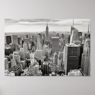 Black & White New York Manhattan Skyline Poster