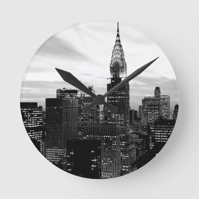 Black & White New York Round Clock (Front)