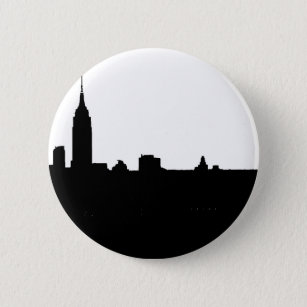 Black & White New York Silhouette 6 Cm Round Badge