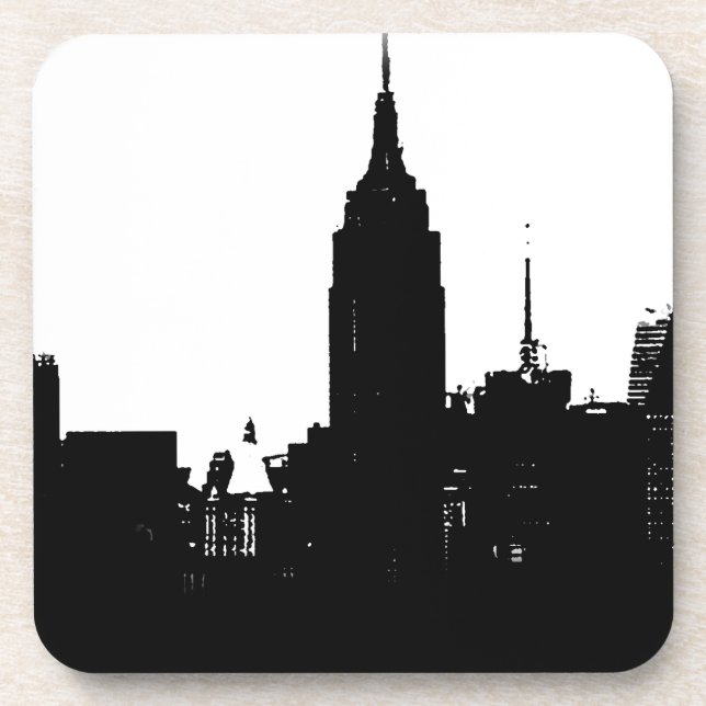 Black White New York Silhouette Coaster (Front)