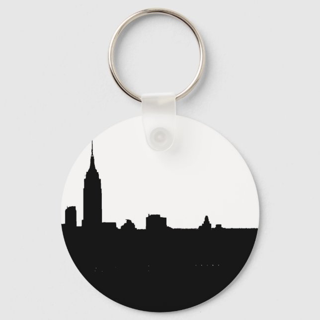Black & White New York Silhouette Key Ring (Front)