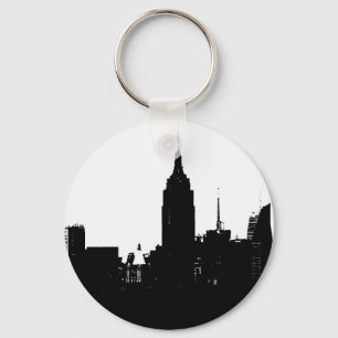 Black White New York Silhouette Key Ring