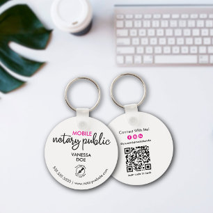 Black & White Notary QR Code Logo Business Promo Key Ring