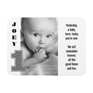 Black White Number One 1 Baby Photo Magnet