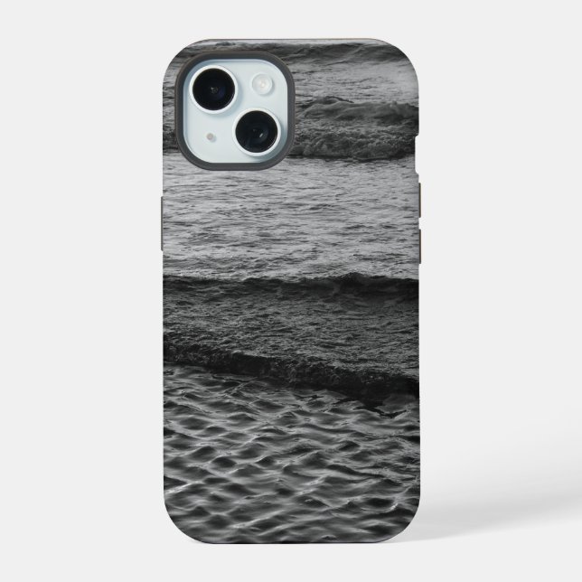 Black & White Ocean iPhone 15 Case (Back)