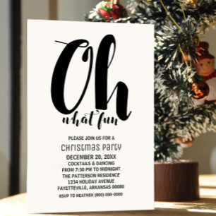 Black White Oh What Fun Holiday Party Invite