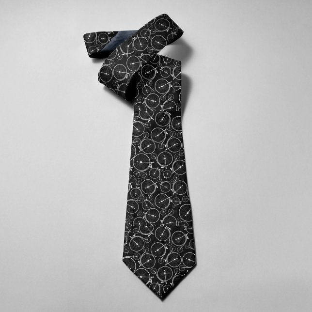 Black & White Old Vintage Classic Bicycle Pattern Tie (Creator Uploaded)